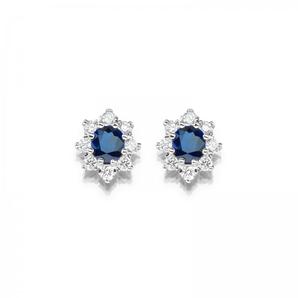 Ohrringe im royalen Stil mit blauen Saphiren