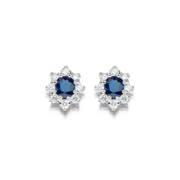 Ohrringe im royalen Stil mit blauen Saphiren